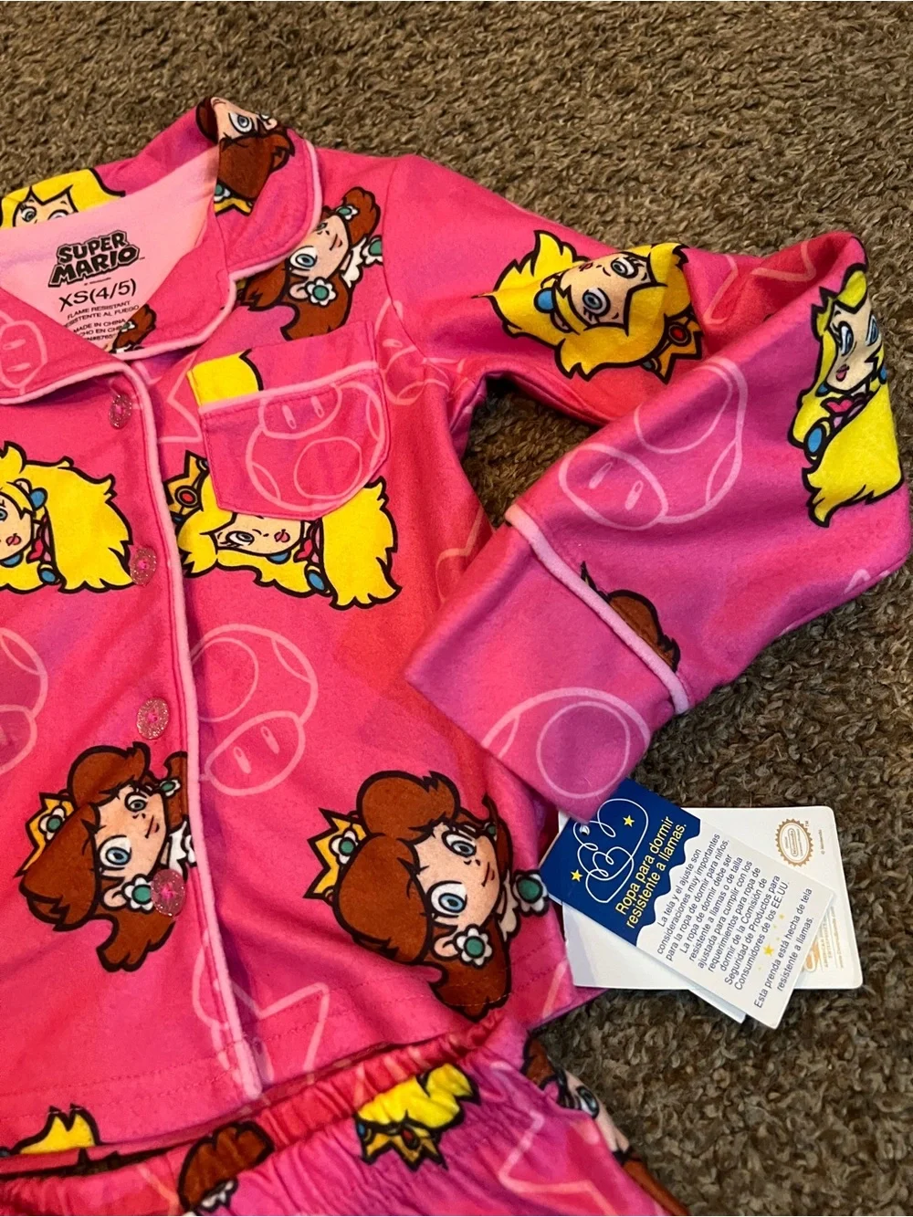 Super Mario Princess Peach Pajama Set Size XS (4-5) New